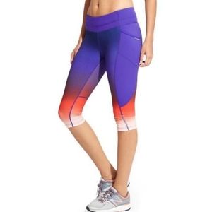 ATHLETA Dobby Be free Knicker Crop Leggings Purple/Orange Size XS